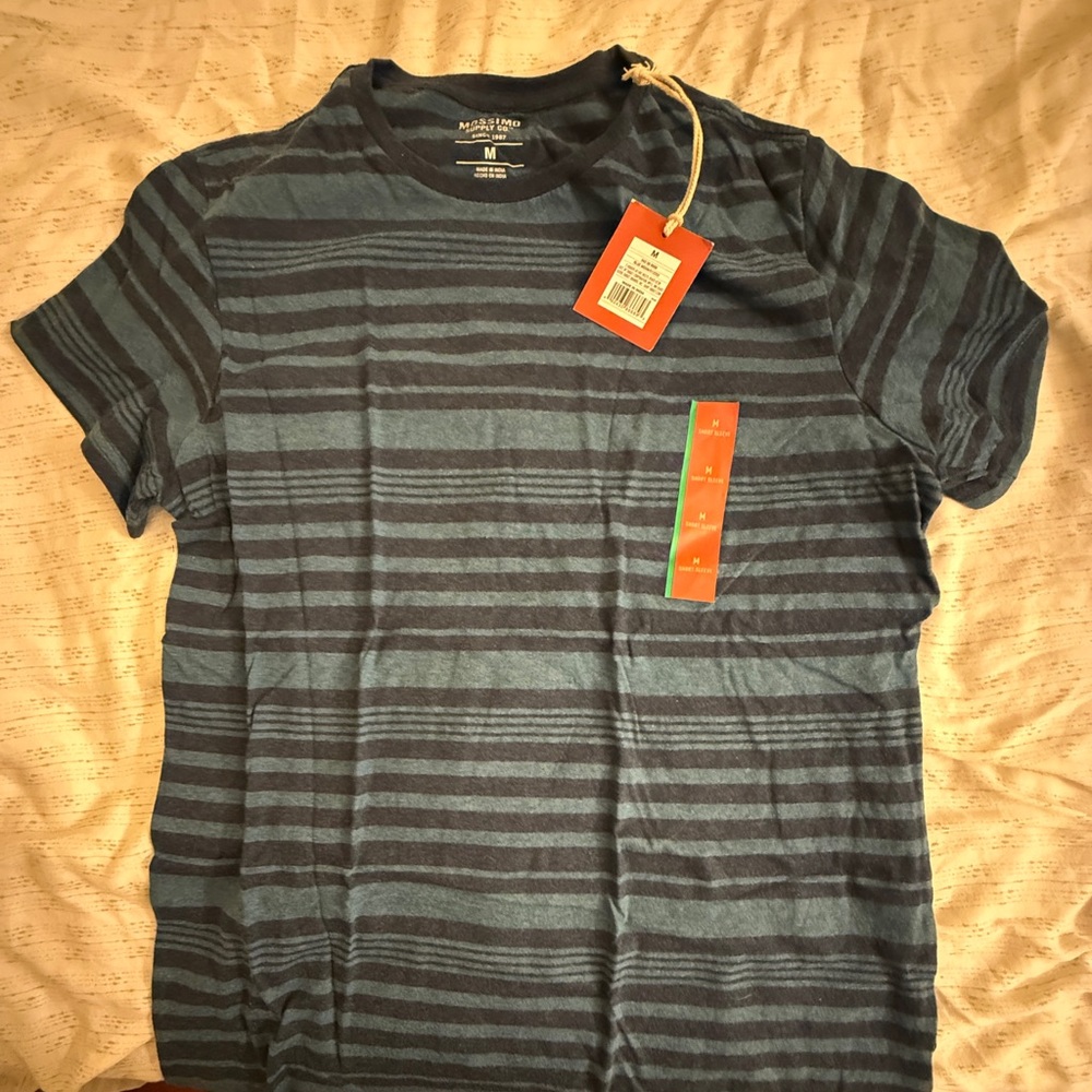 Mossimo Supply Co. Blue and Navy Striped Short Sleeve Tee